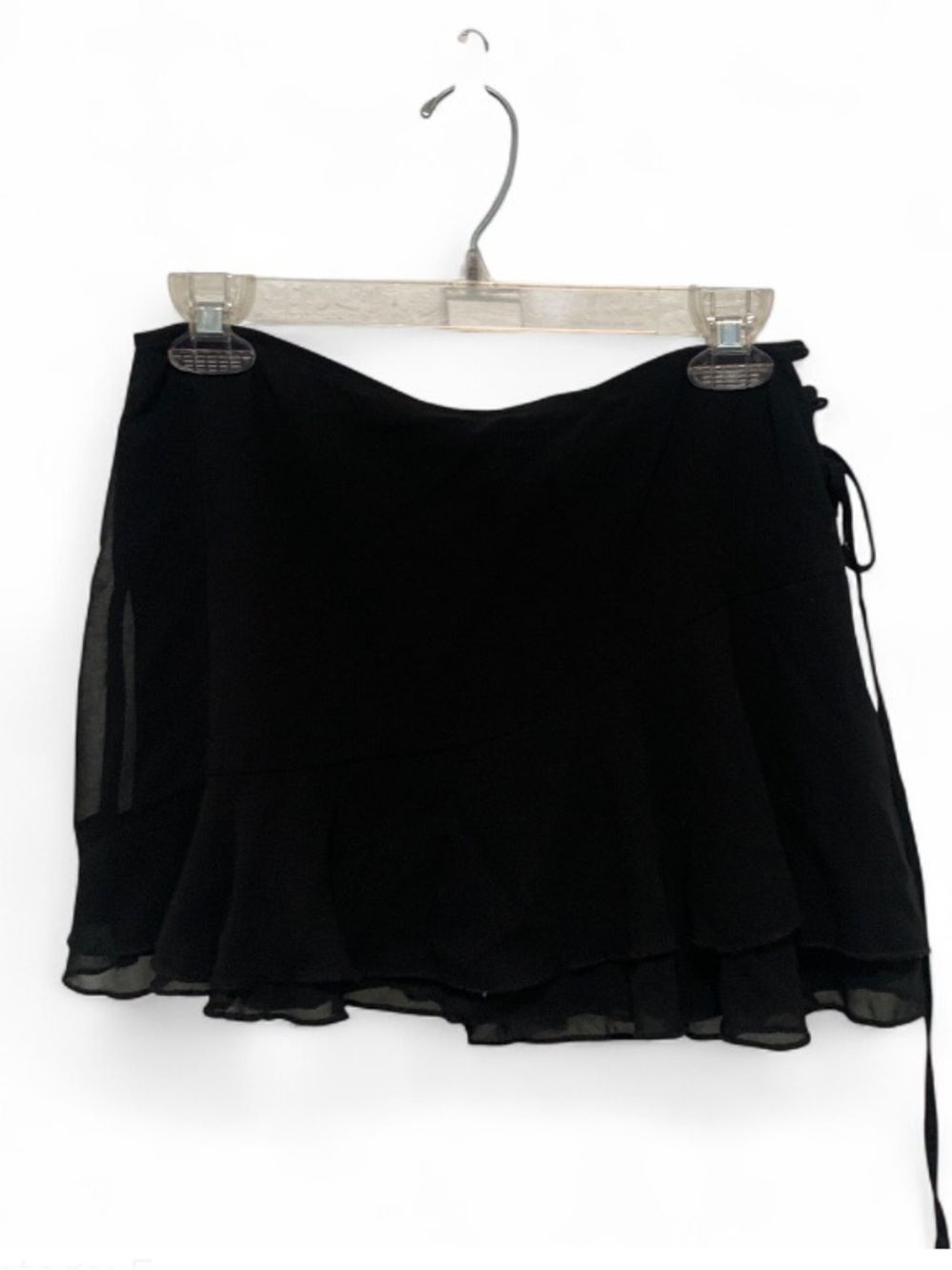 Glassons Black Lace Up Tie Side Ruffle Mini Skirt